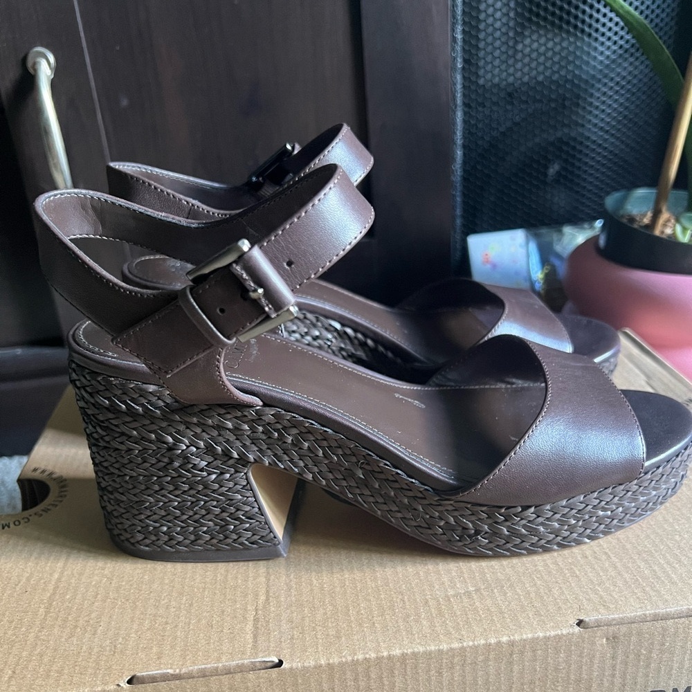 Vince Camuto Ranneli Espadrille Platform Sandal Rootbeer Color